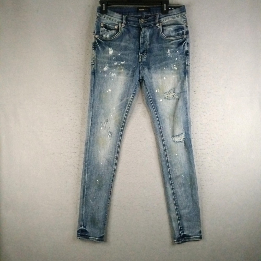 Purple Brand P001 Slim Tapered Distressed Blue Jeans Mens 30x30 Style 2024